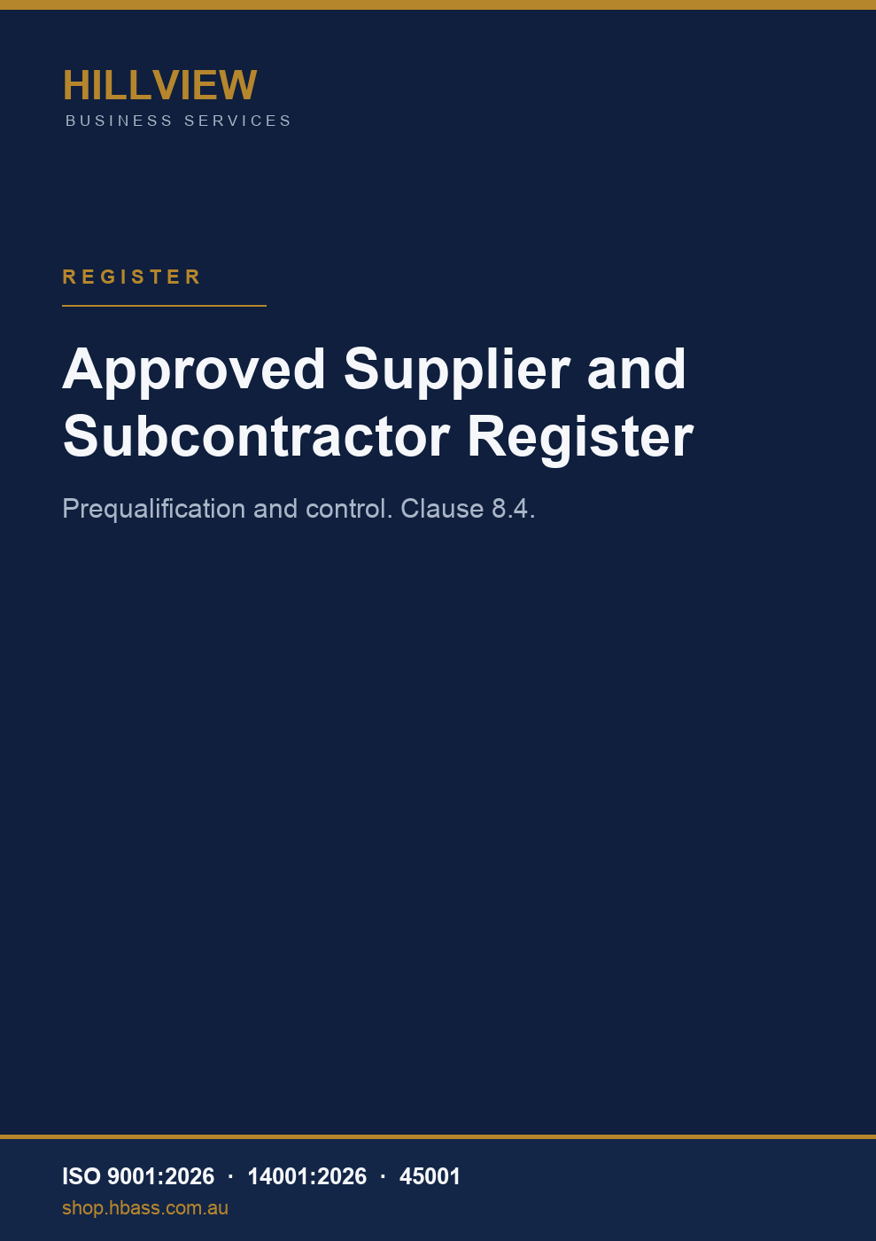 Approved Supplier and Subcontractor Register