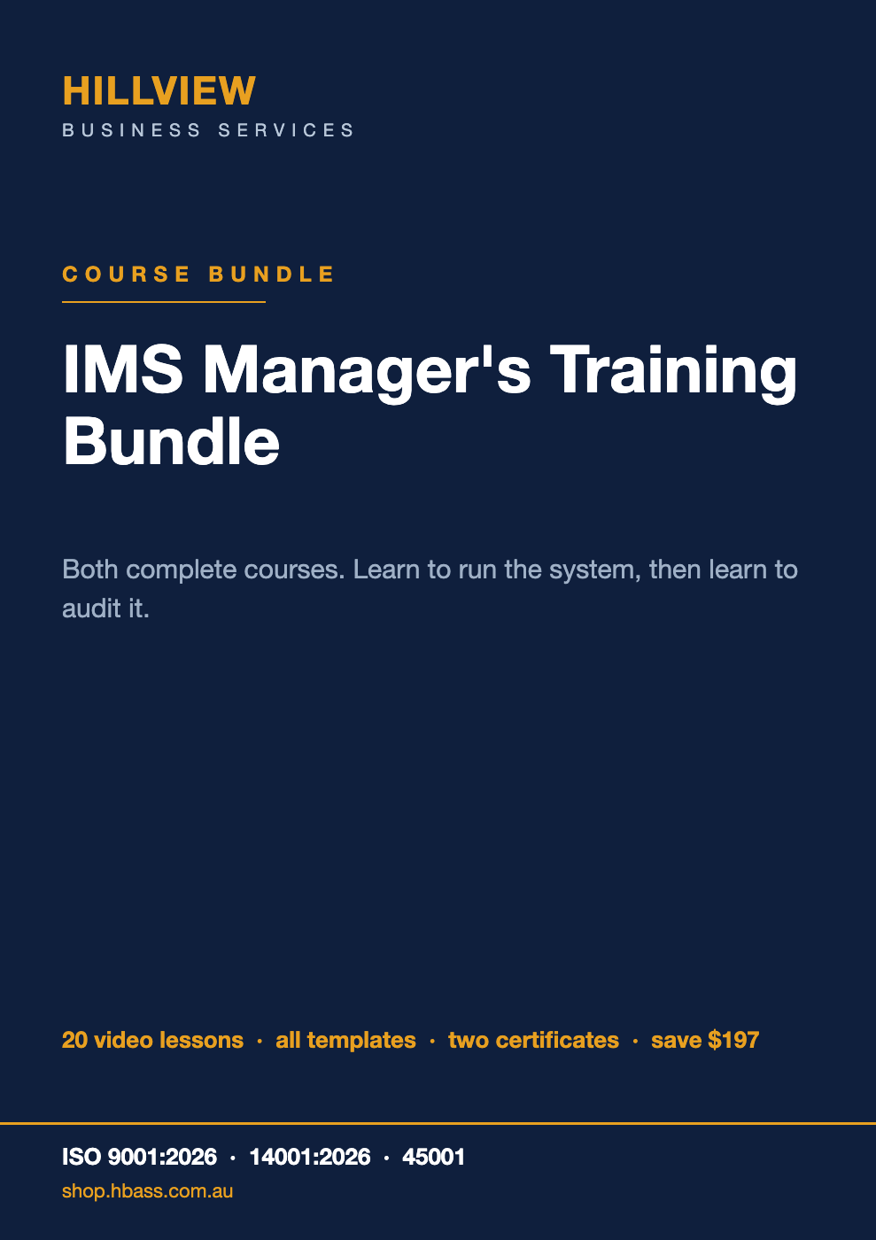 Hillview IMS Manager's Training Bundle - both video courses cover