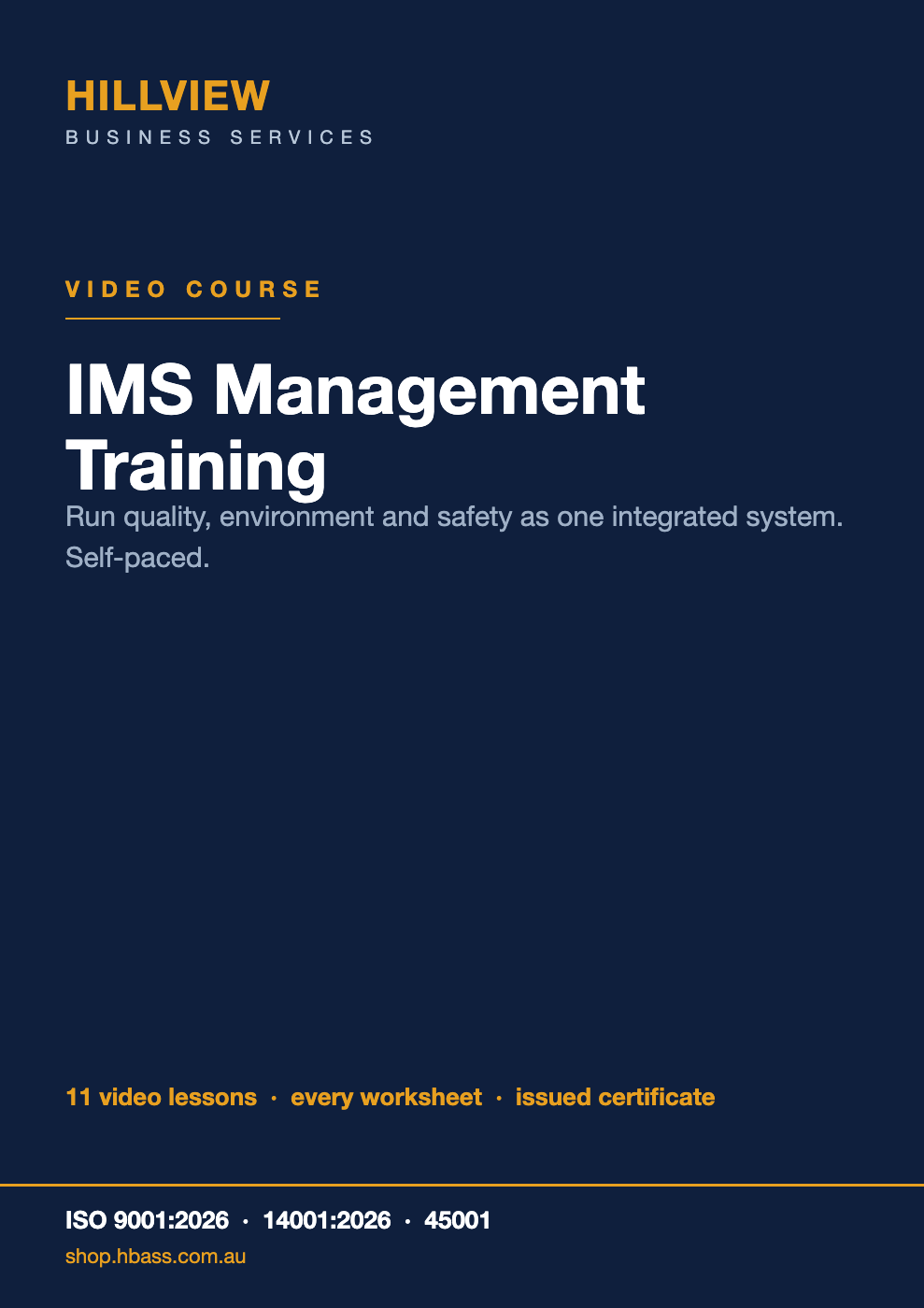 Hillview IMS Management Training - self-paced video course cover