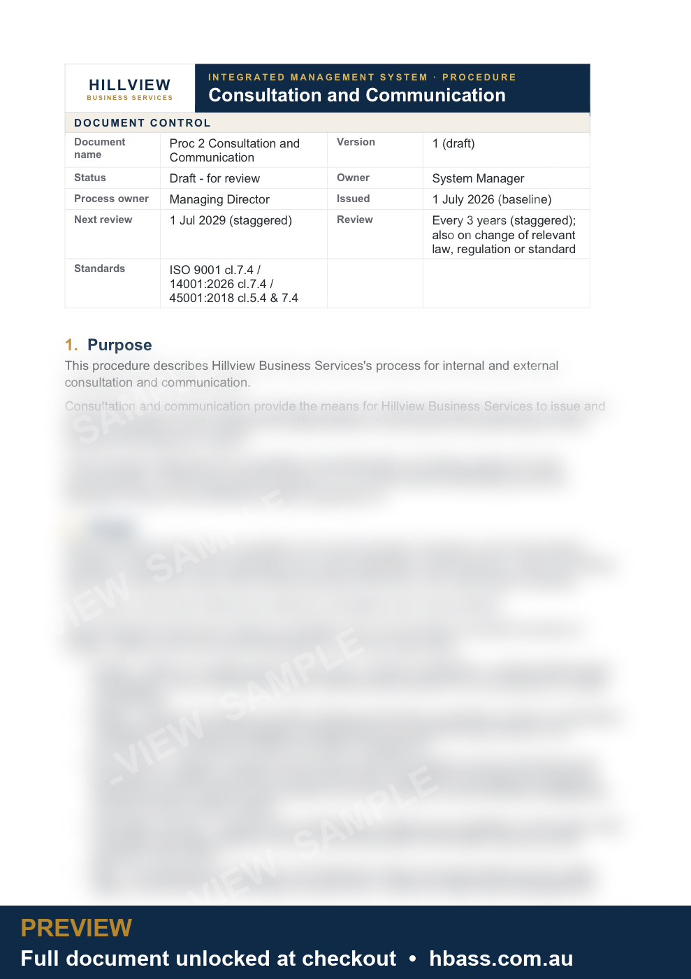 Hillview Consultation and Communication Procedure - sample preview
