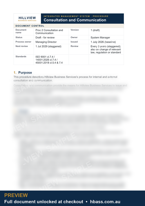 Hillview Consultation and Communication Procedure - sample preview