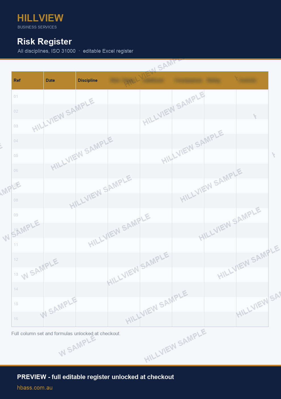 Risk Register - preview