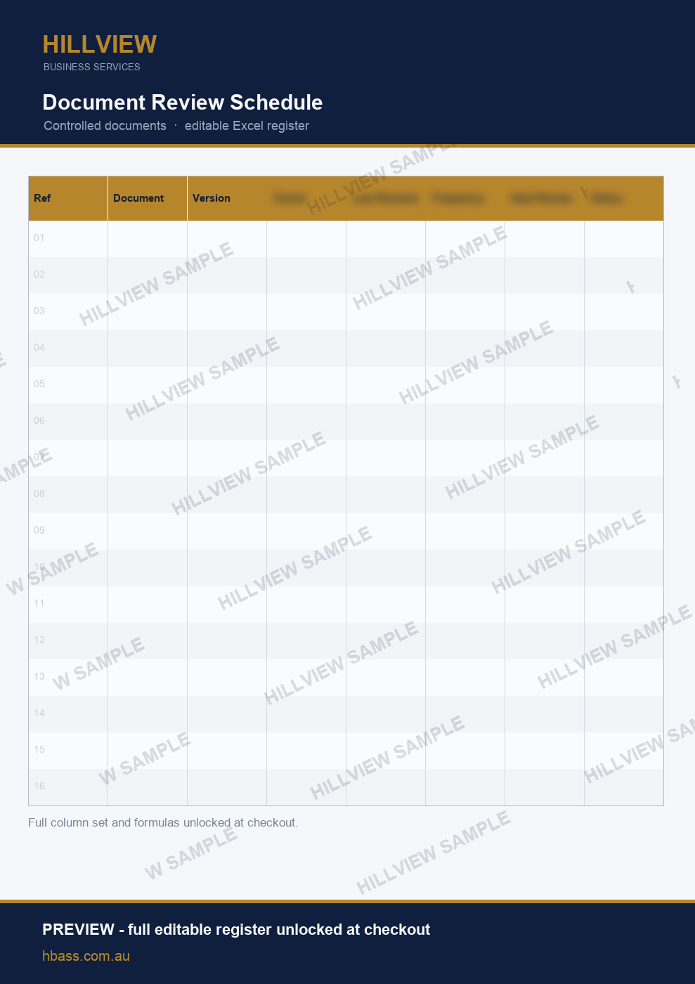 Document Review Schedule - preview